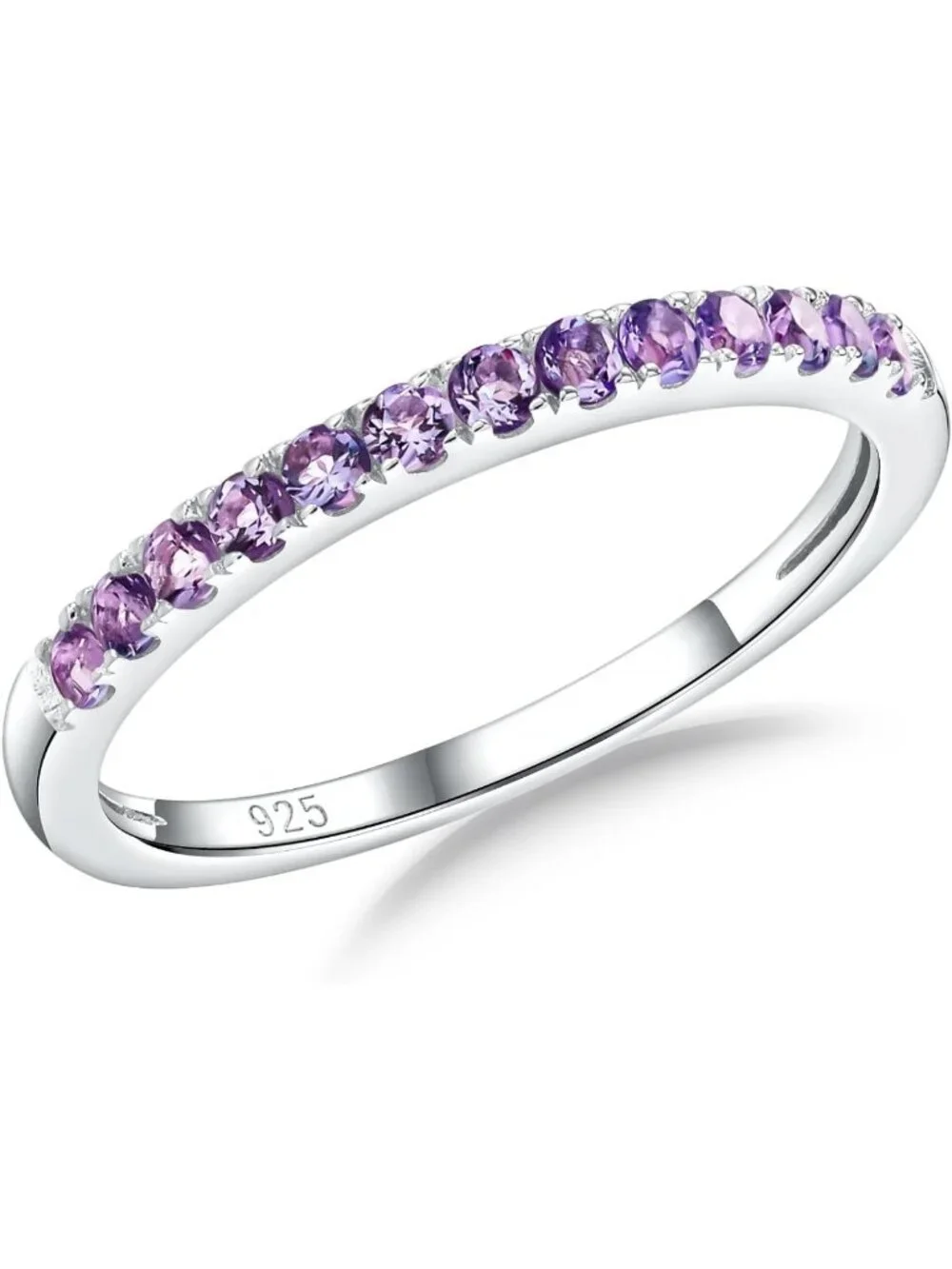 925 Sterling Silver Birthstone Stackable Rings for Women - Half Eternity Wedding